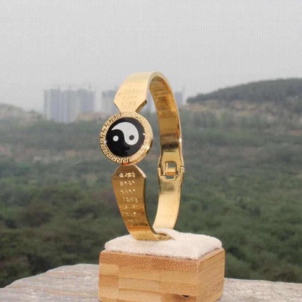 Diameter 63mm Tai Chi Religious Spell Buddhism Rune Stainless Steel Gossip Bracelett Bangles For Women Men