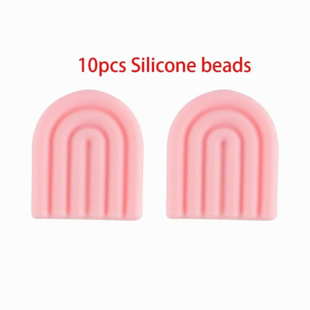 5Pcs-10Pcs-20Pcs Rainbow Shape Silicone Beads Food Silicone Teeth Beads DIY Pacifier Chain Keychain Accessories Baby Toys