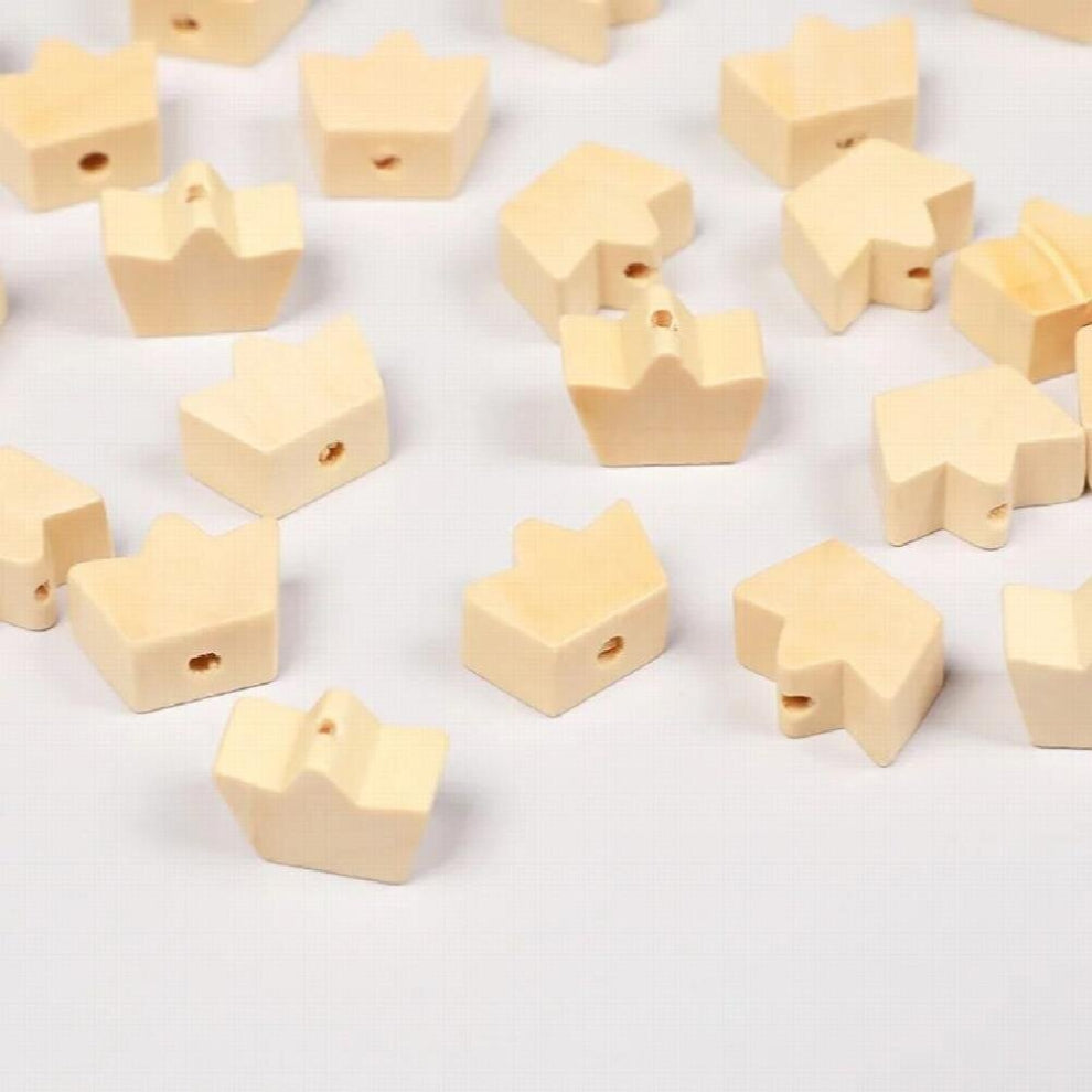 50Pcs Natural 13*18MM Creative Crown Wooden Beads DIY decoration Childrens Toys Bracelet Accessories