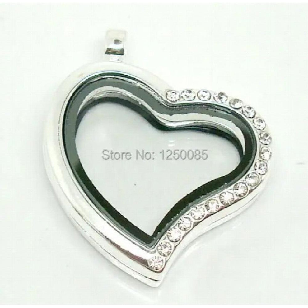 5pcs-lot Heart Shape Silver Plated Memory Living Magnetic Glass Locket fit Floating Charms Necklace-Bracelet making