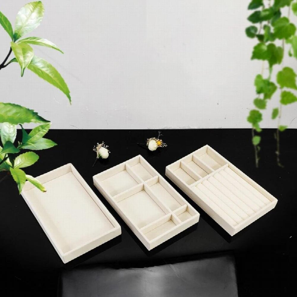 3 Pcs-Set Jewelry Display Tray for Ring Earrings Bracelets Necklace Watches Desktop Drawer Storage Organizer Home Flannel Tray