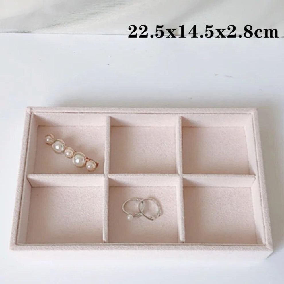 Velvet Jewelry Storage Tray for Rings Earrings Bracelets Studs Nacklace Organizer Beige Removable Drawer Desktop Display Case