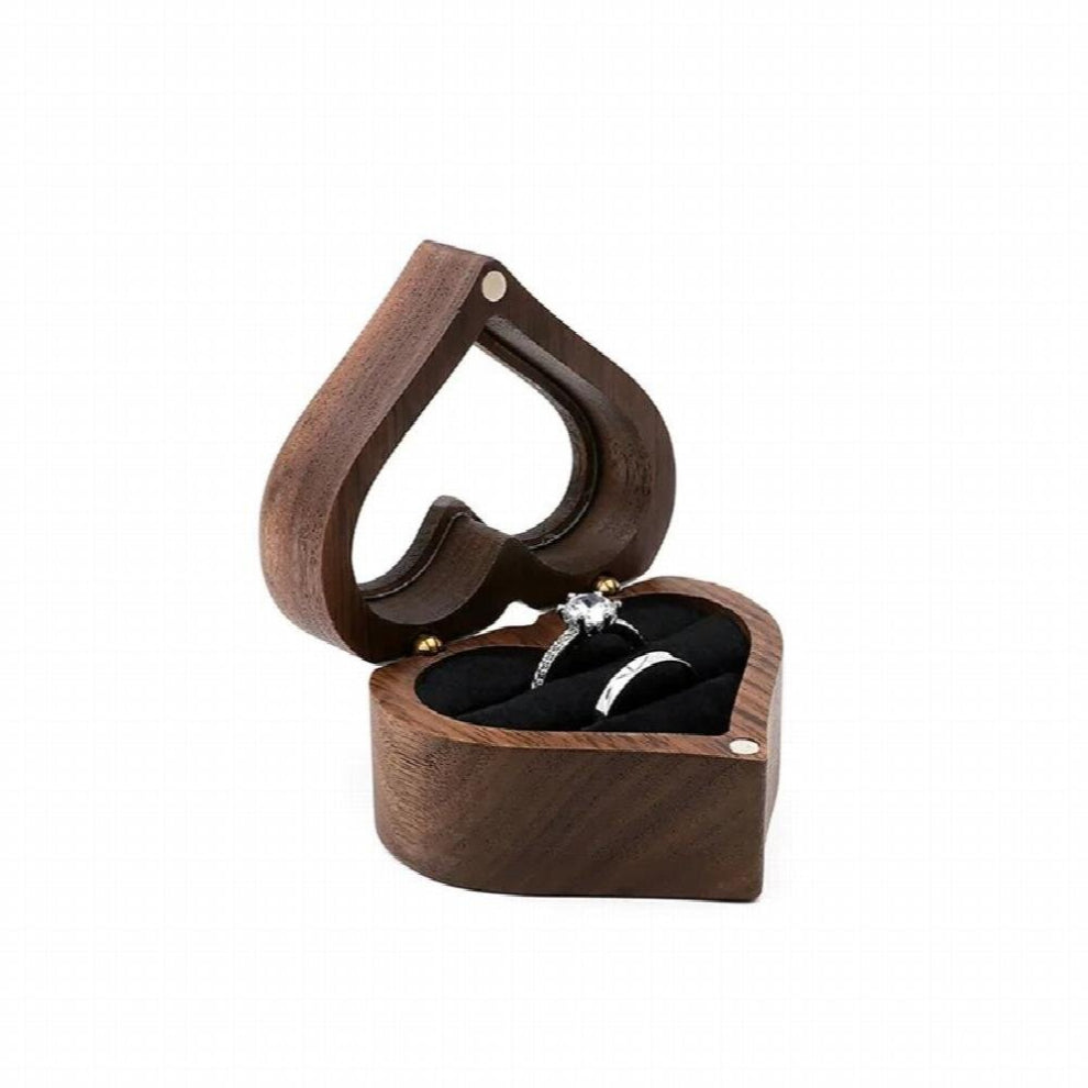 1pc Heart Wood Ring Box Proposal Engagement Ring Holder Jewelry Storage Boxes Case Cajas Organizador For A Gift