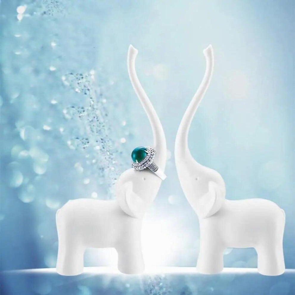 2 Pcs Elephant Ring Holder Display Rack Necklace Decorative Organizer Bridal Desktop Jewelry Ivory Shelf Storage Key Stand