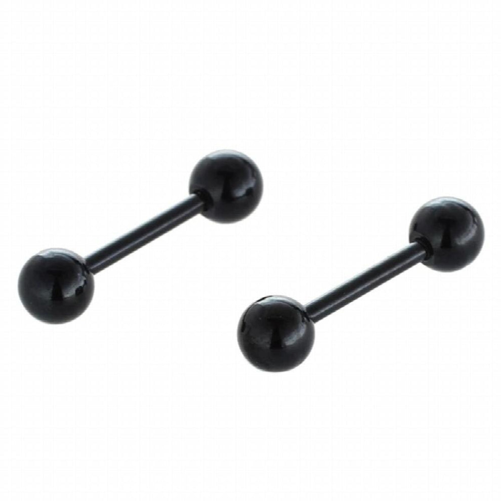 A Pair of Mens Stainless Steel Ball Barbell Ear Studs Earrings--3mm,Black