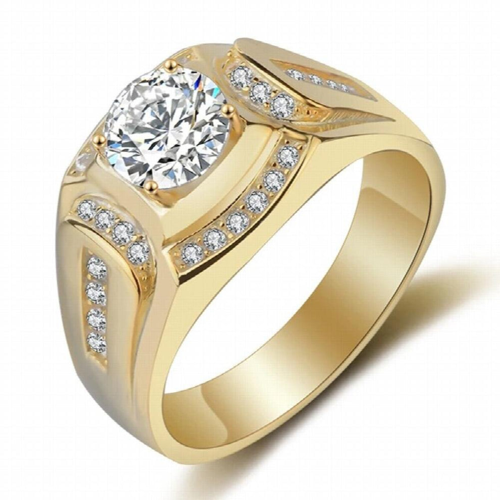 18K Plated Ring Mens Wedding Engagement Cubic Zirconia Diamond Mens Ring(US8)