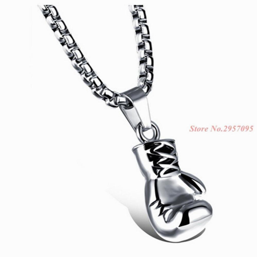 Silver Gothic Boxing Glove Pendant Necklace Chain High 316L Stainless Steel Couple Women Men Jewelry Gift