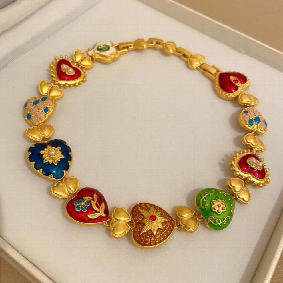 Vintage Colorful Resin Water Drop Metal Chokers Necklaces Geometric Baroque Clavicle Chain for Women Jewelry Gift Retro