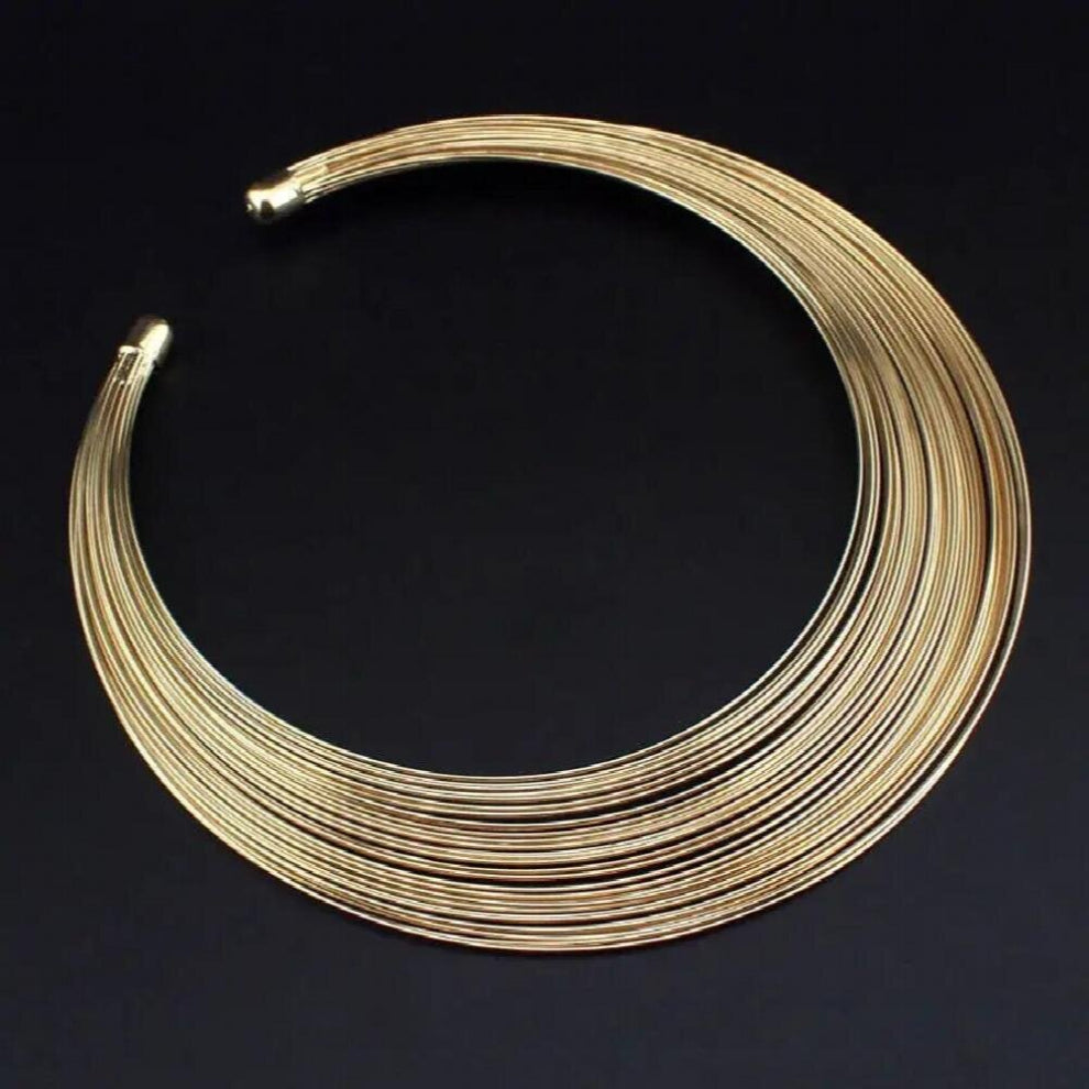 Punk Multilayer Metal Wire Neck Fit Torques Necklace Statement Jewelry Accessories Women Collar Chokers Necklaces