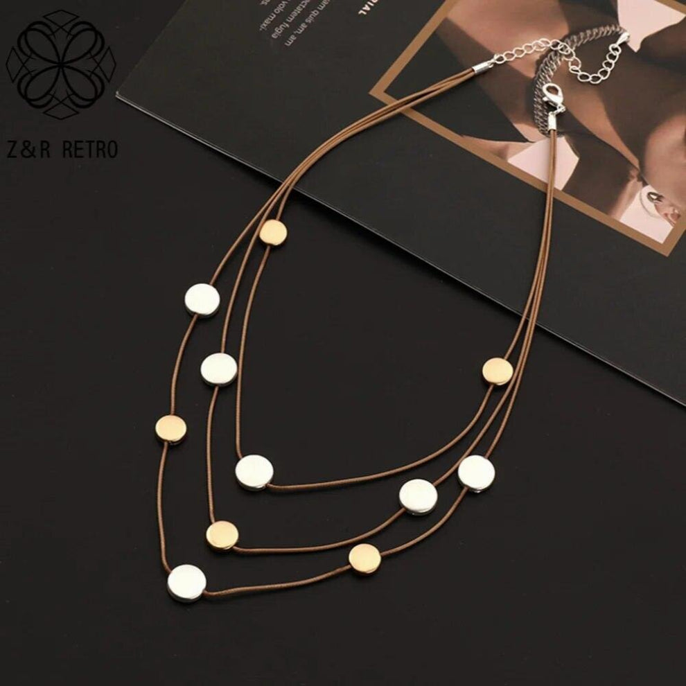 Vintage 3-Layers Neck Chokers Alloy Necklace for Women Suspension Pendant Jewelry Gothic Accessory Stranger Thing