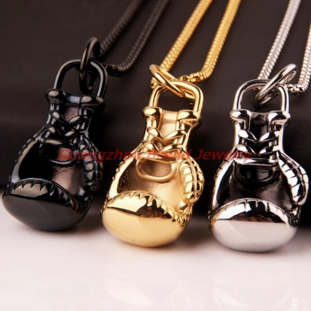 40*24mm 41g Boxing Glove Chain Boxing Match Jewelry 316L Stainless Steel Pendant Mens Boys Silver