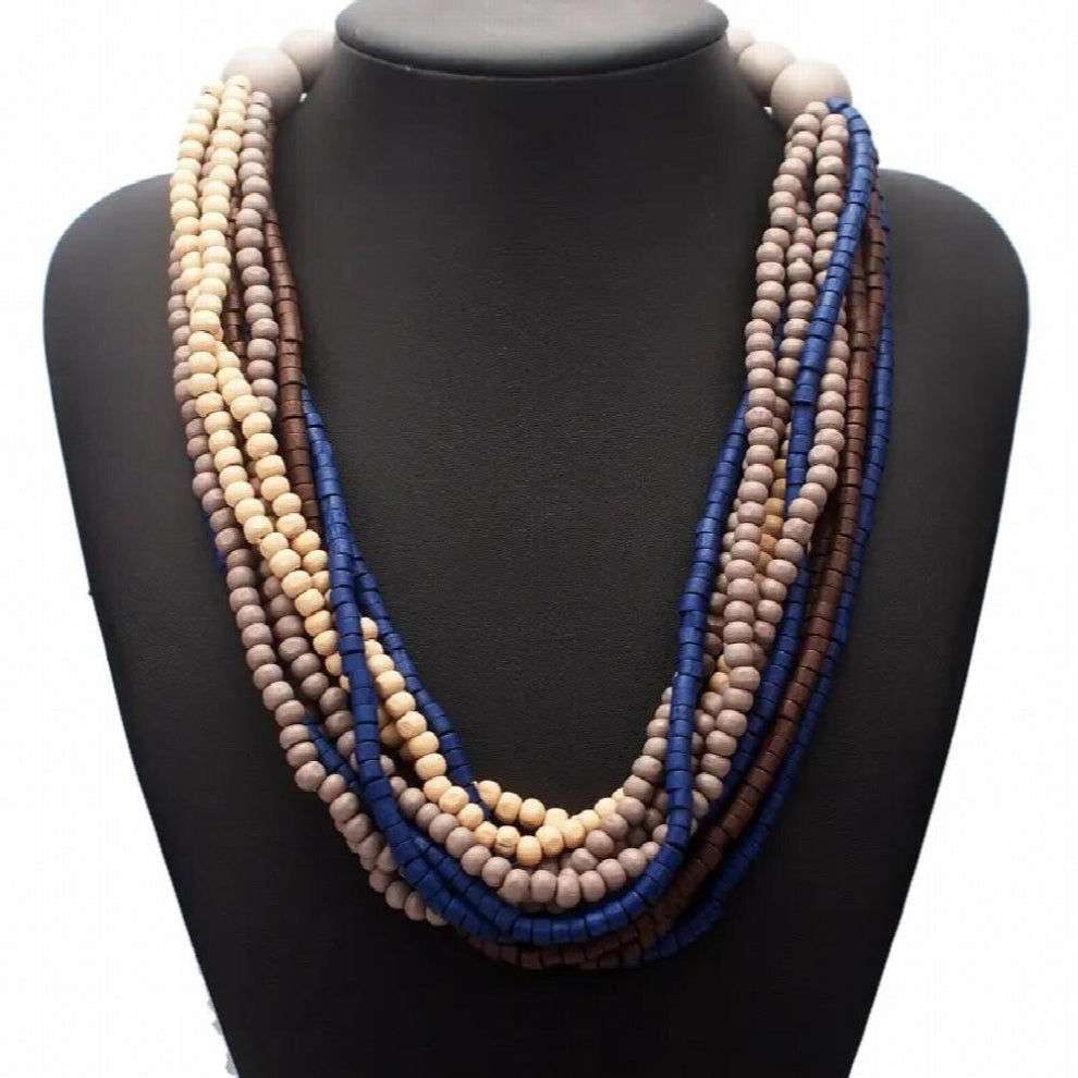 Bohemia Multilayer Wood Beaded Necklace Woman Multicolor Bead Statement Chokers Necklace Jewelry Wooden MANILA