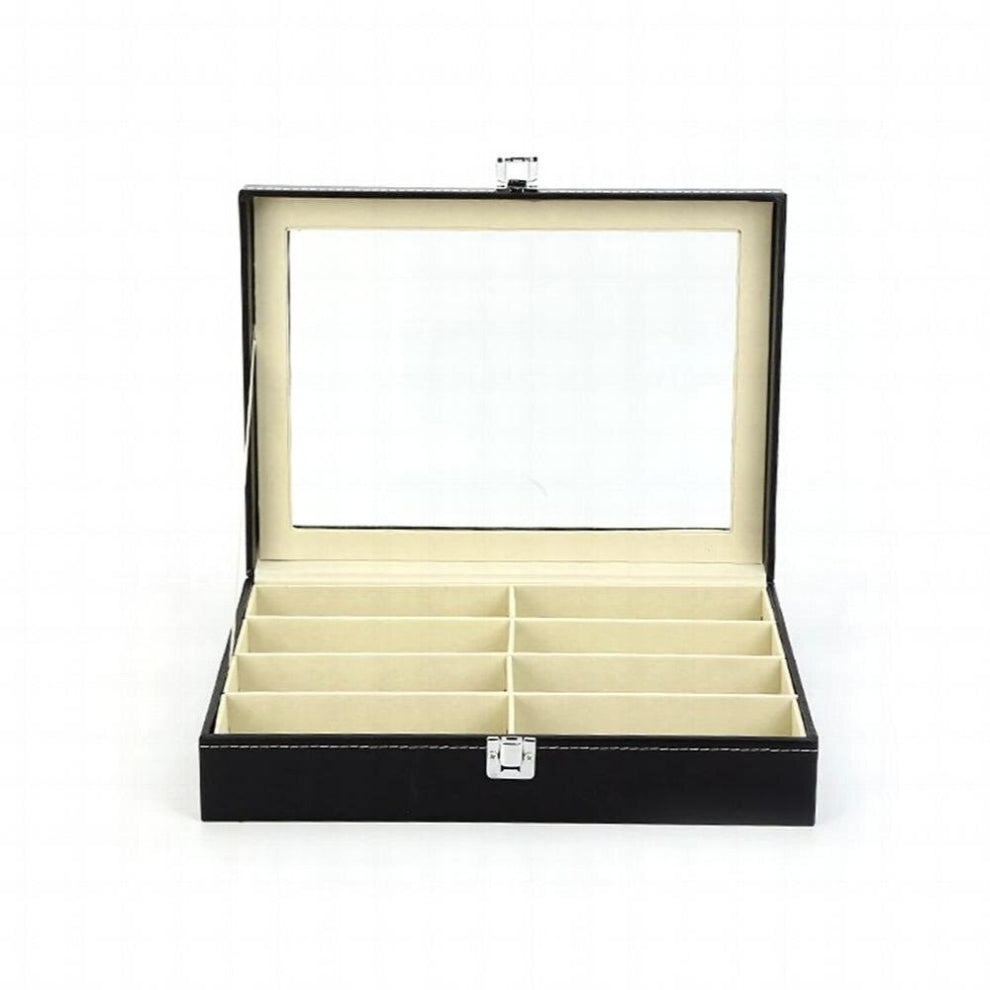 8 Slots Case PU Leather Eyeglasses Eyewear Display Box Jewelry Watch Organizer Collection Ornaments Home Store
