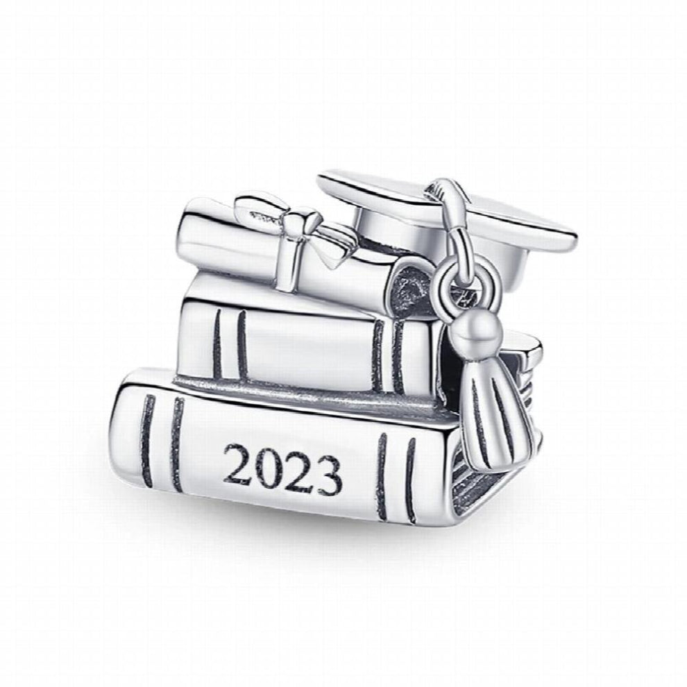 Silver Charm Beads Silver Graduation Books Charm Beads Fit Bracelet Silver Jewelry DIY Making Jewelry