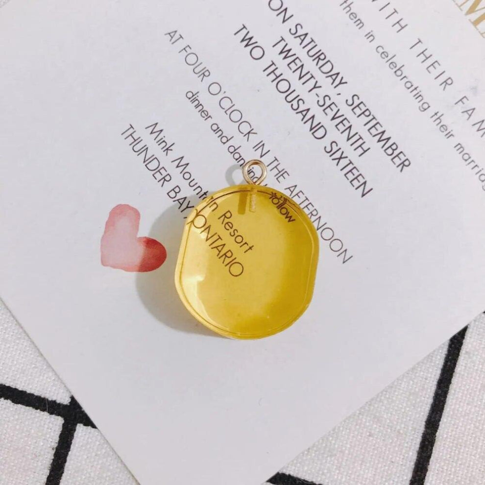 4 pieces - Oval resin transparent colored green yellow paper with cap, earrings, pendant accessories Other