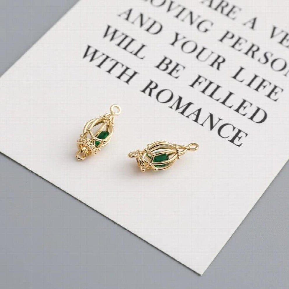 Copper Plated 18k retro zircon birdcage pendant DIY jewelry earrings stud accessories materials