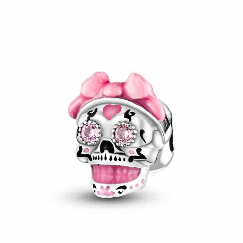 Halloween Moon Cat Witch Broom Skeleton Skull Silver Charm fit Bracelet Necklace Beads Pendant Women Jewelry