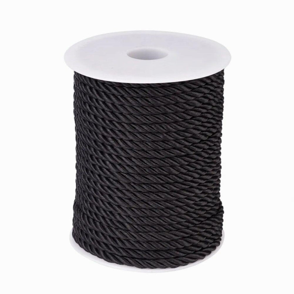 5mm 3-Ply Twisted Cord Rope Polyester Cords Binding Rope Trim Thread String For DIY Bracelet Home Decor Curtain Tieback 30m-Roll