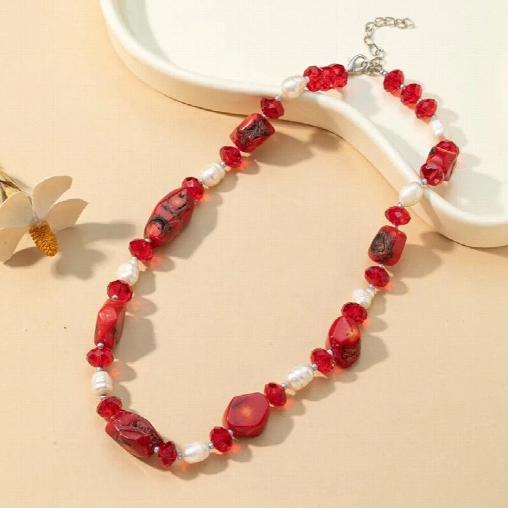 Natural Perl Coral Women Choker Clasp Necklace45 CM Really Not Plastic Natute Bead Jewelry