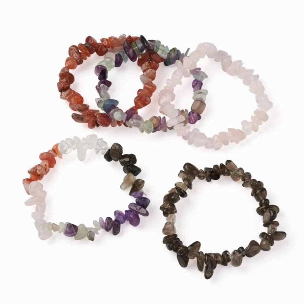 5pcs Natural Mixed Stone Chip Beads Stretch Bracelets for Women Healing Gemstone Bracelet Bangle DIY Jewelry Making Accessories