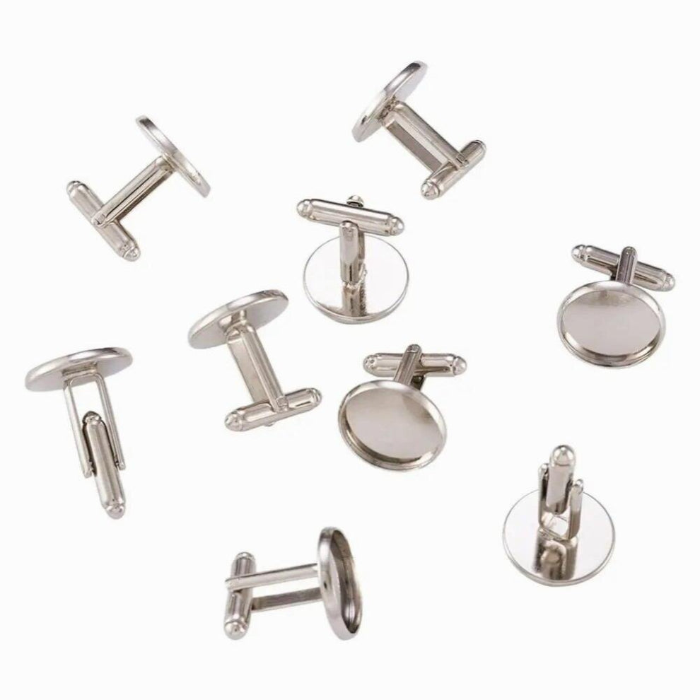 20pcs Cuff Button Platinum Brass Cufflinks for Business Shirts Cuff Links Gift Party Wedding Jewelry DIY 18x18mm Tray: 16mm