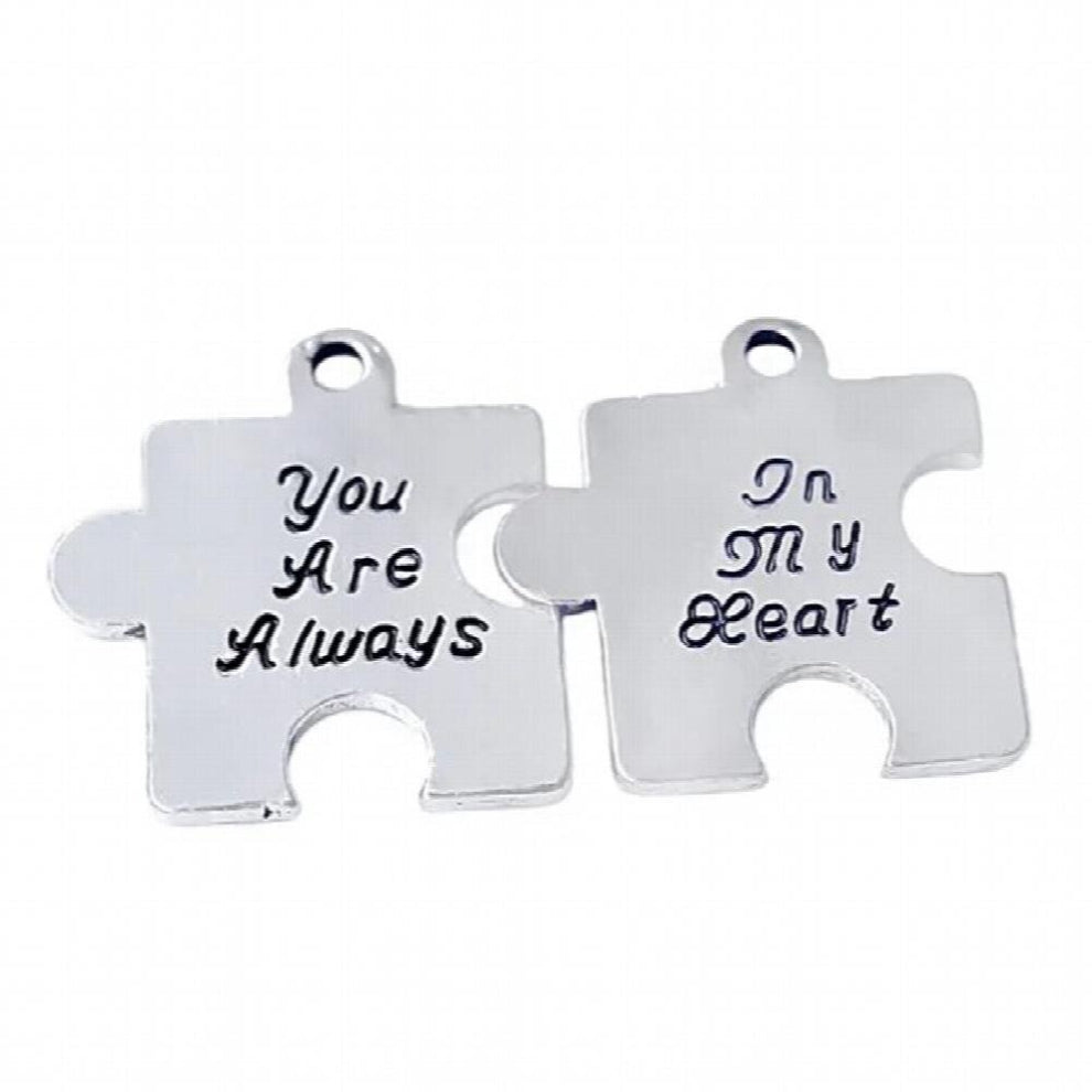 Glossy Metal Autism Puzzle Pendant Engraving You are always in my heart Tags Charms Can be split