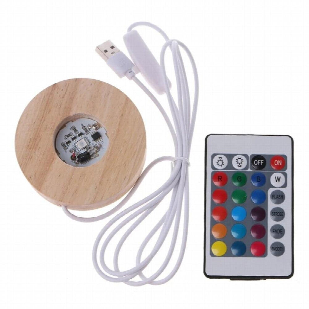 Resin Art Display Wood LED Adjustable Display Base 12 Colors RGB LED Base Vase Light with Remote Control DIY Night Drop