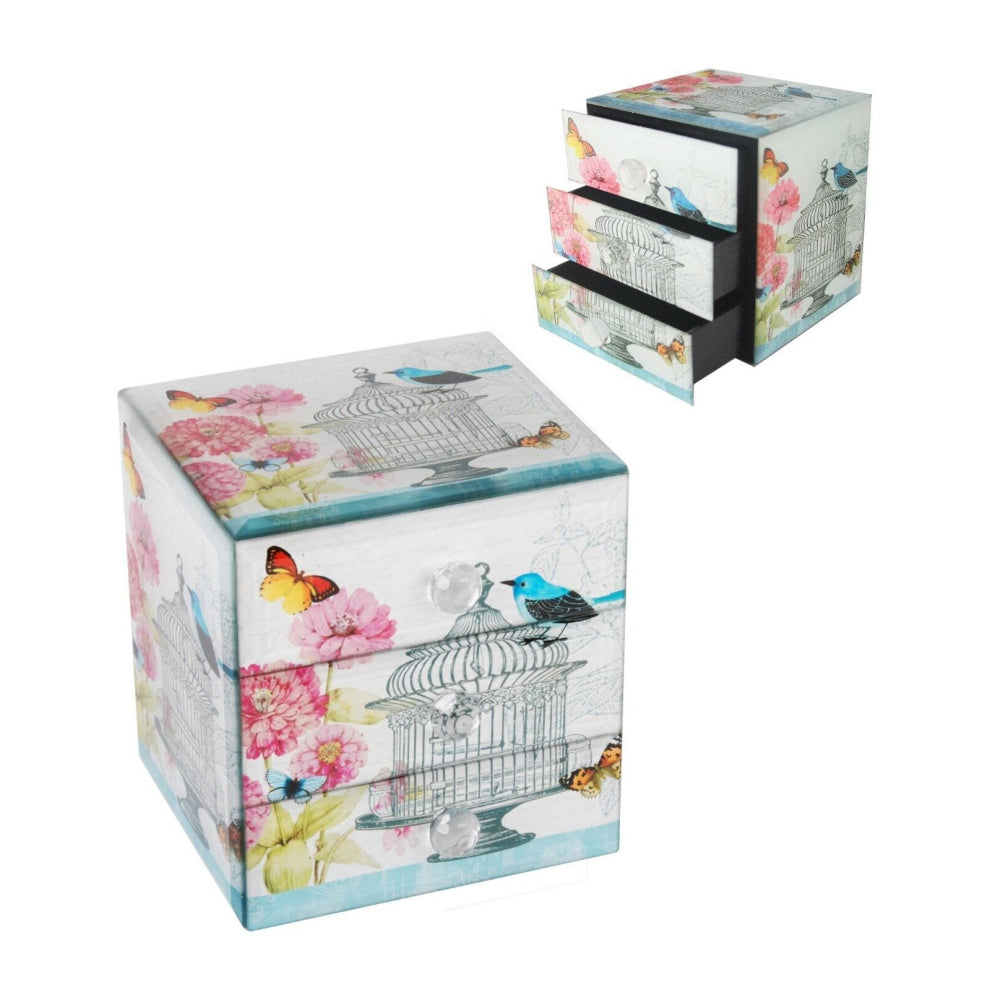 (Cage – 3 Drawer Square) Jewellery Box Cosmetic Organiser Makeup Drawer