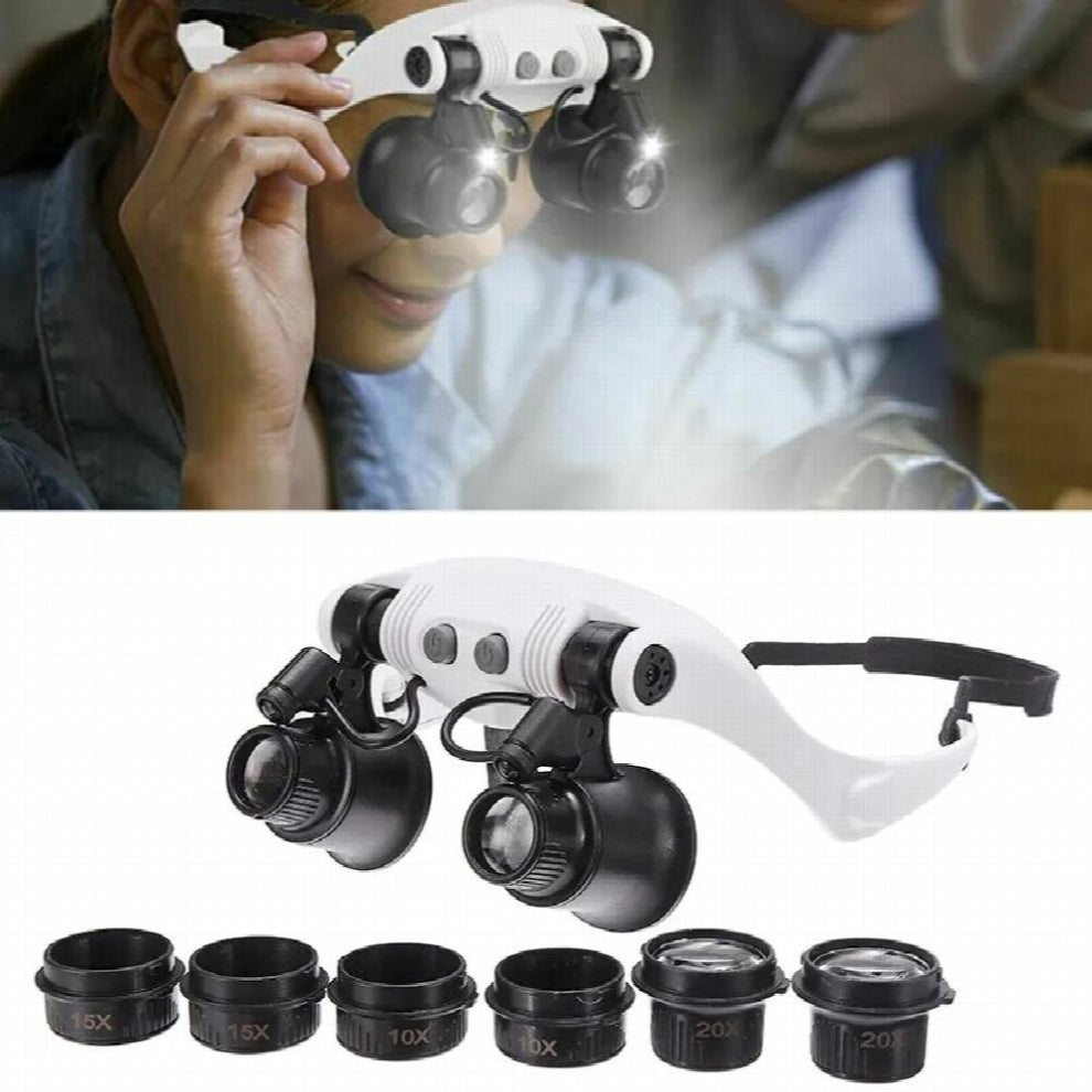LED Eyewear Magnifier Headband Magnifying Glass Jewelry Watch Repair Magnifier 10x 15x 20x 25x For Jewerly Making Accessories
