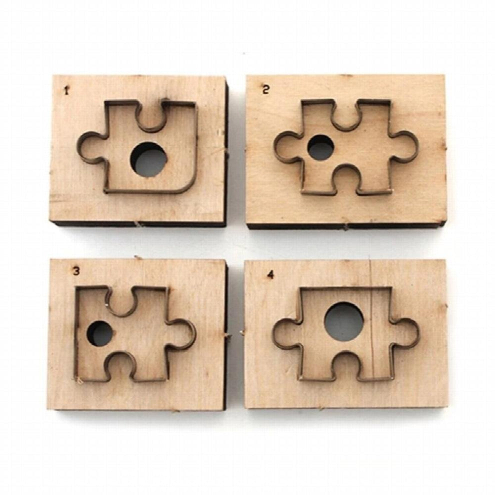 4Pcs Puzzle Wooden Die Cutting Leather Mold Jigsaw Puzzle Cutting Mold Scrapbook Embossing Jewelry DIY Leather Crafts