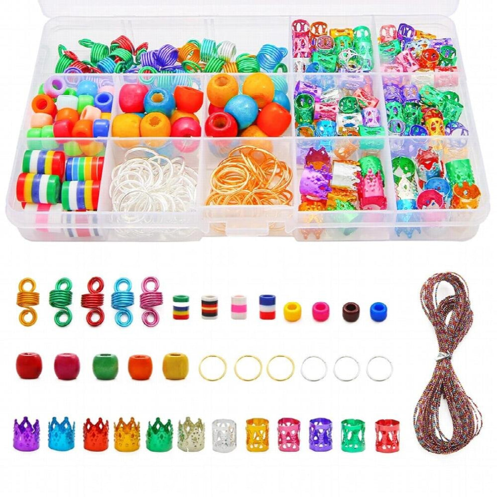 Metal African Hair Rings Beads Cuffs Tubes Charms Dreadlock Dread Hair Braids Kit Jewelry Decoration Braiding Accessories Box