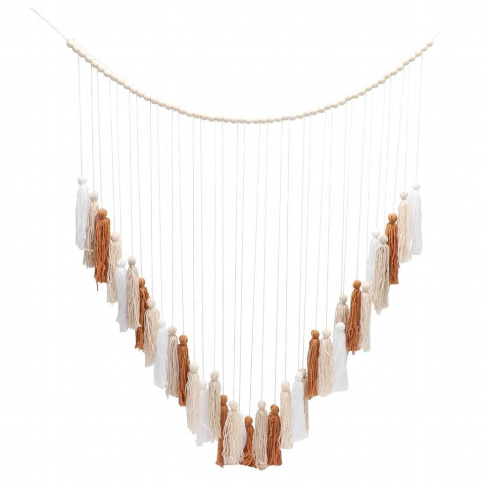 Macrame Wall Hanging- Macrame Wall Hanging with Wood Beads-Bohemian Wall Decor for Bedroom and Living Room Brown