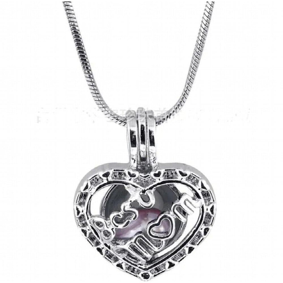 Mothers locket necklace Heart shape cage pendant