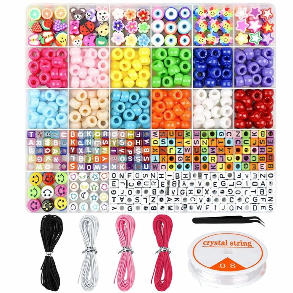 24 Mixed Acrylic Letters Beads Mixed Alphabet Beads Set for DIY Bracelets Jewelry Making Kit Girls Toys Accessories