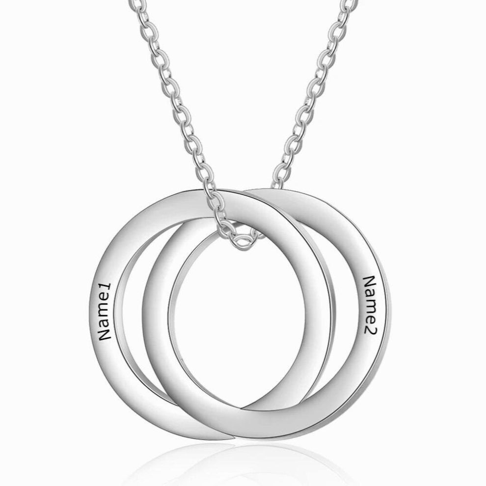 Personalized 2-6 Intertwined Circles Engraved Necklace Family Name Stainless Steel Pendants for Women Girlfriend