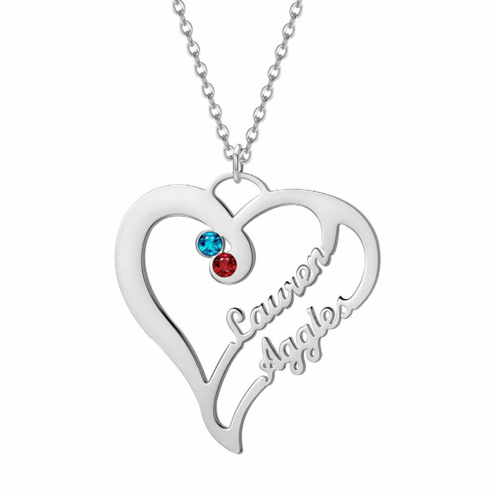 Personalized Double Name Necklace&Pendant Stainless Steel Jewelry Birthstone Name Necklace For Women Men