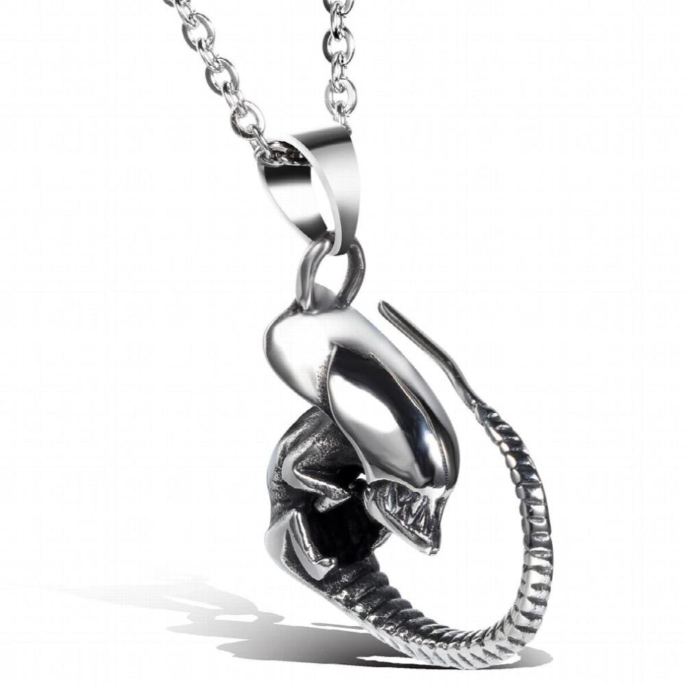 BONISKISS Mens Punk Pendant Necklaces Man Stainless Steel Alien Dragon Biker Necklace Personalized Biker Male Jewelry