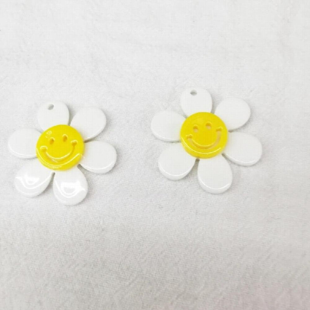 100pieces 30mm korea diy candy smile face sunflower smiley small pendant.for woman chain jewelry making accessories charm
