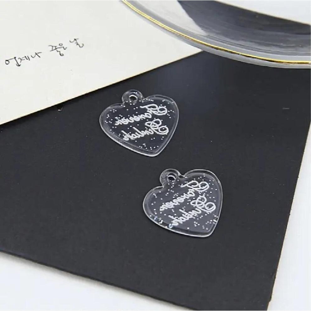 Transparent 40pcs-lot geometric key-hearts shape resin charms diy jewelry necklace-earrings for women accessory