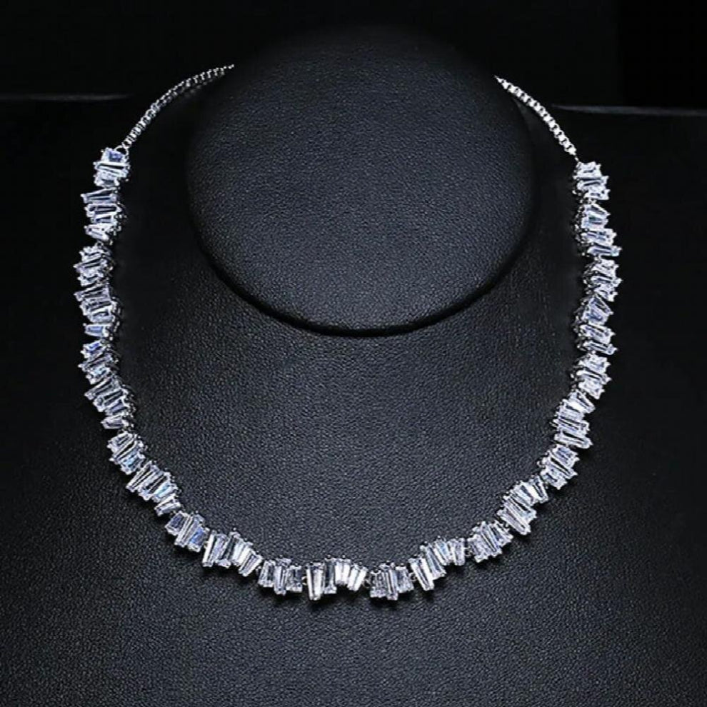 Jewelry Rectangle 5A Cubic Zirconia Chokers Necklace Torques for Women Anniversary Wedding Gift