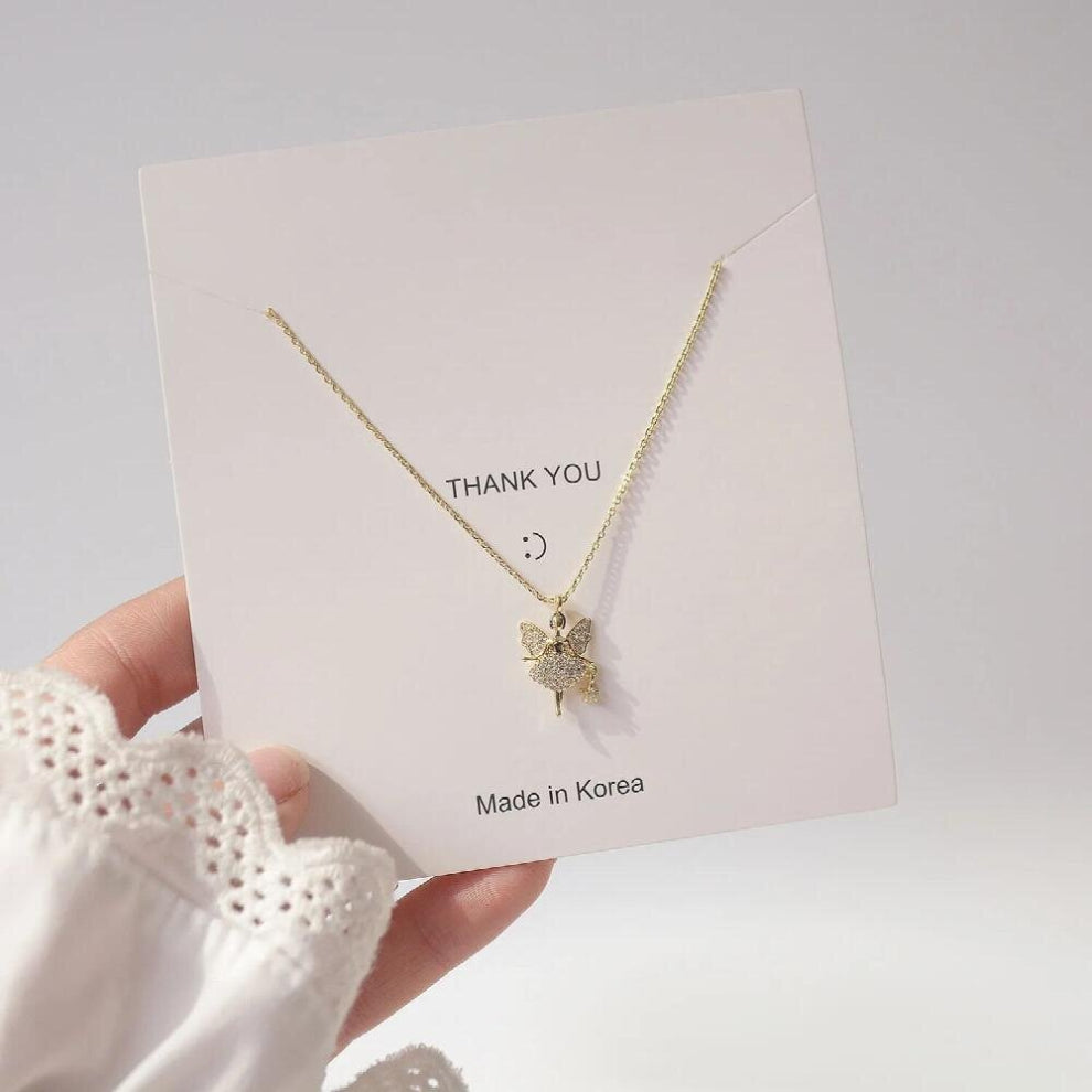 14K Plated CZ Cubic Zircon Angel Pendant&necklaces for Women Delicate Jewelry Crystal Chain Necklaces