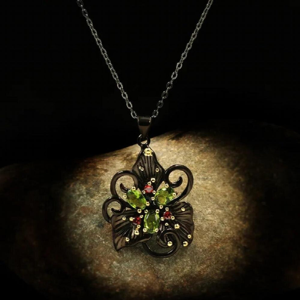 Charms Jewelry Flower Tungsten Pendant Necklace for Women Retro CZ CZ Sweater Chains Chokers
