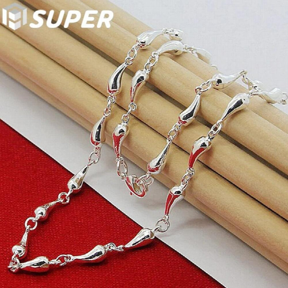925 Sterling Silver Water Drop Pendant Necklace For Woman 18 Inch Chain Wedding Engagement Jewelry
