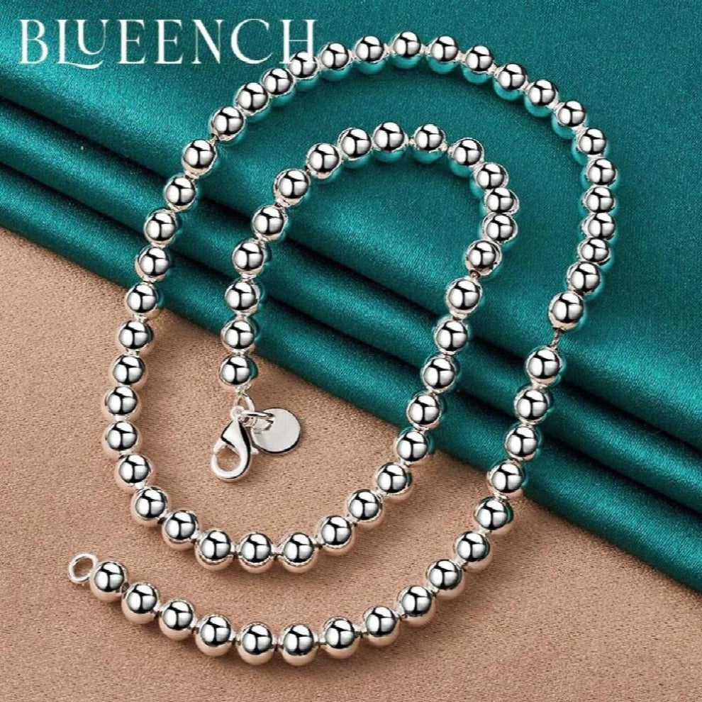 925 Sterling Silver Glossy Ball String Necklace for Women Proposal Wedding Party Personality Jewelry
