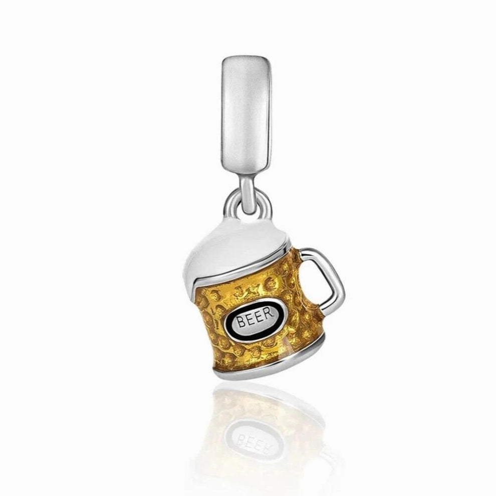 The silver beer mug pendant fit the Pendant Charm Silver 925 Bracelet with DIY Womens Jewelry