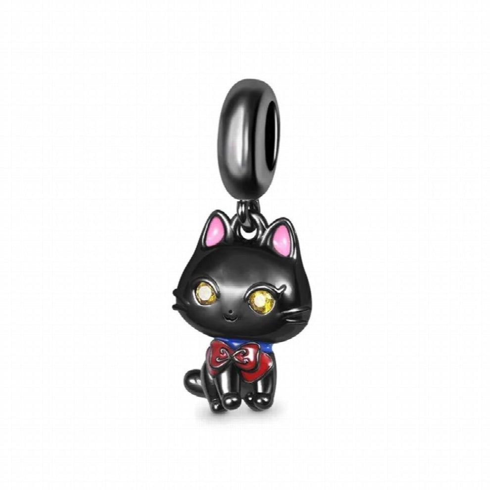 925 Sterling Silver Heart Wedding Ring Cat Dangle Charms Fit Bracelet&Bangle Making DIY Jewelry For Women