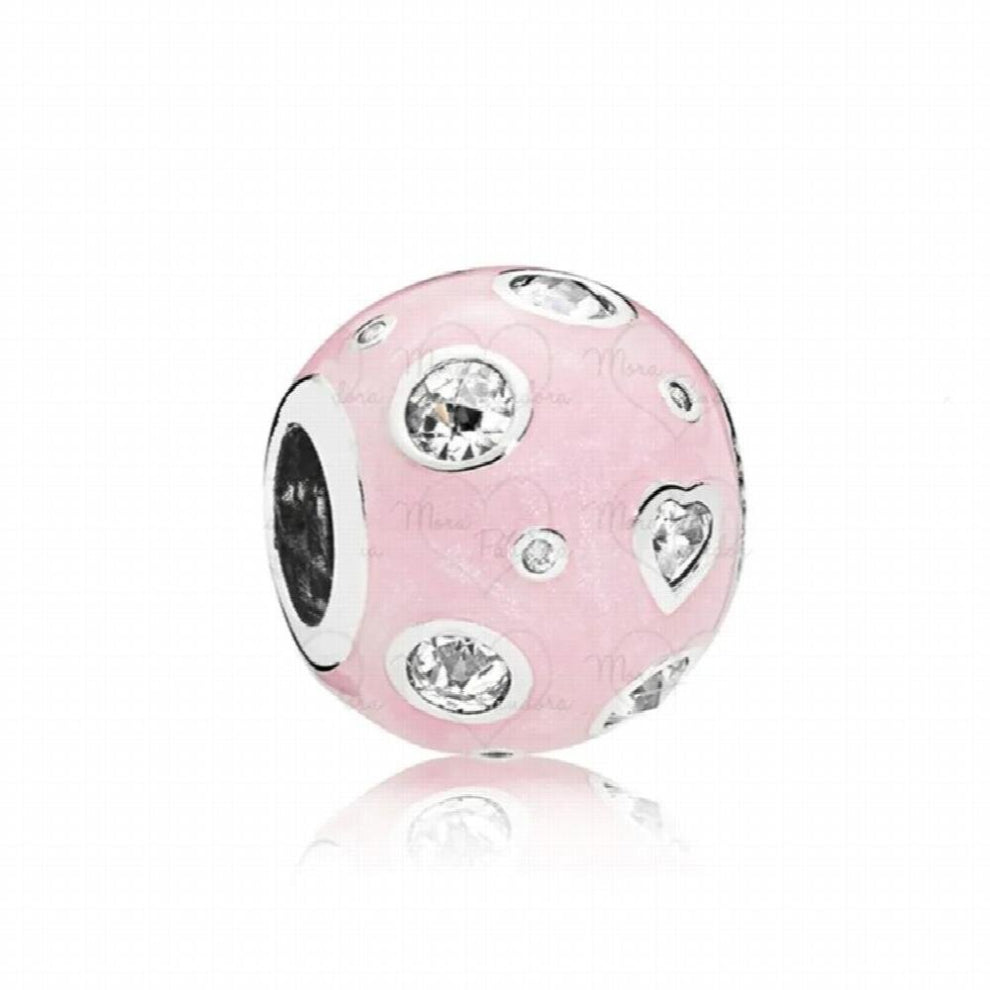 100% S925 Sterling Silver Heart-Shaped Zircon Colorful Safety Clip Security Chain Bubble Beaded DIY Bracelet