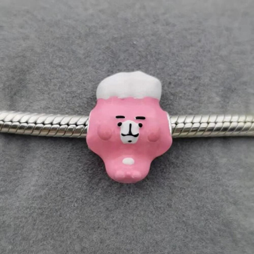 Jewelry Fit Pan Charms Bracelet 925 Sterling Silver Cartoon Pink Enamel Toys Bead For Making Women Berloque