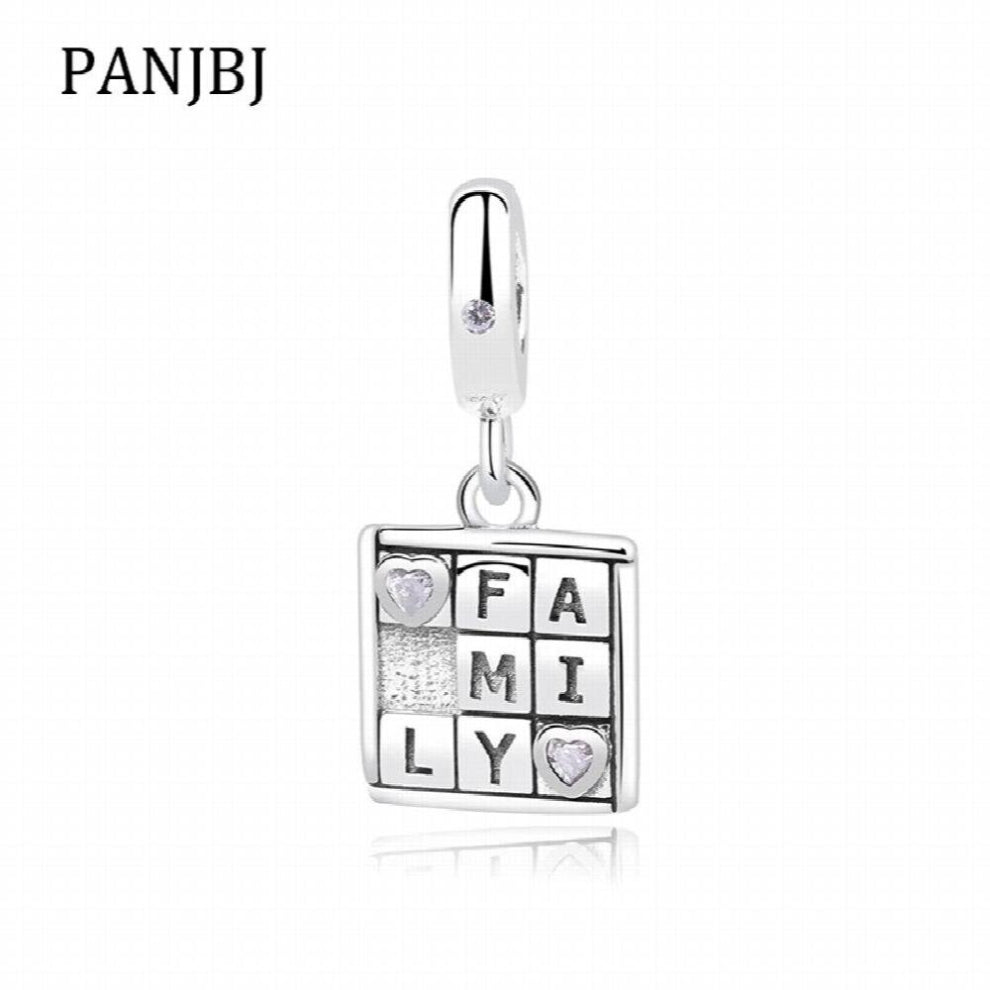 100% 925 Sterling Silver Bead Family Game Night Dangle Charm Crystal Pendant Fit Bracelet DIY Women Jewelry
