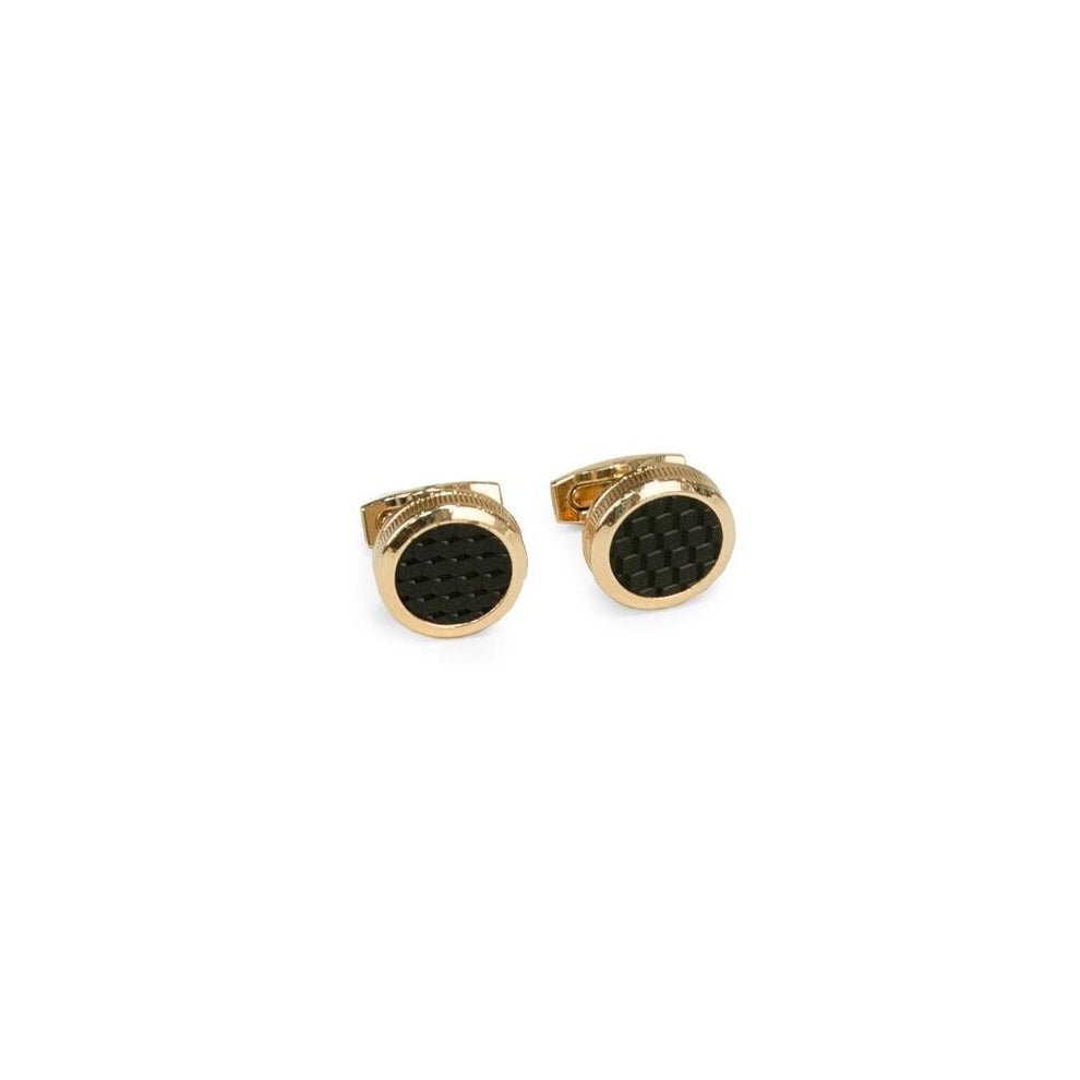 International  Rose Gold Plated Cufflinks with Black Enamel